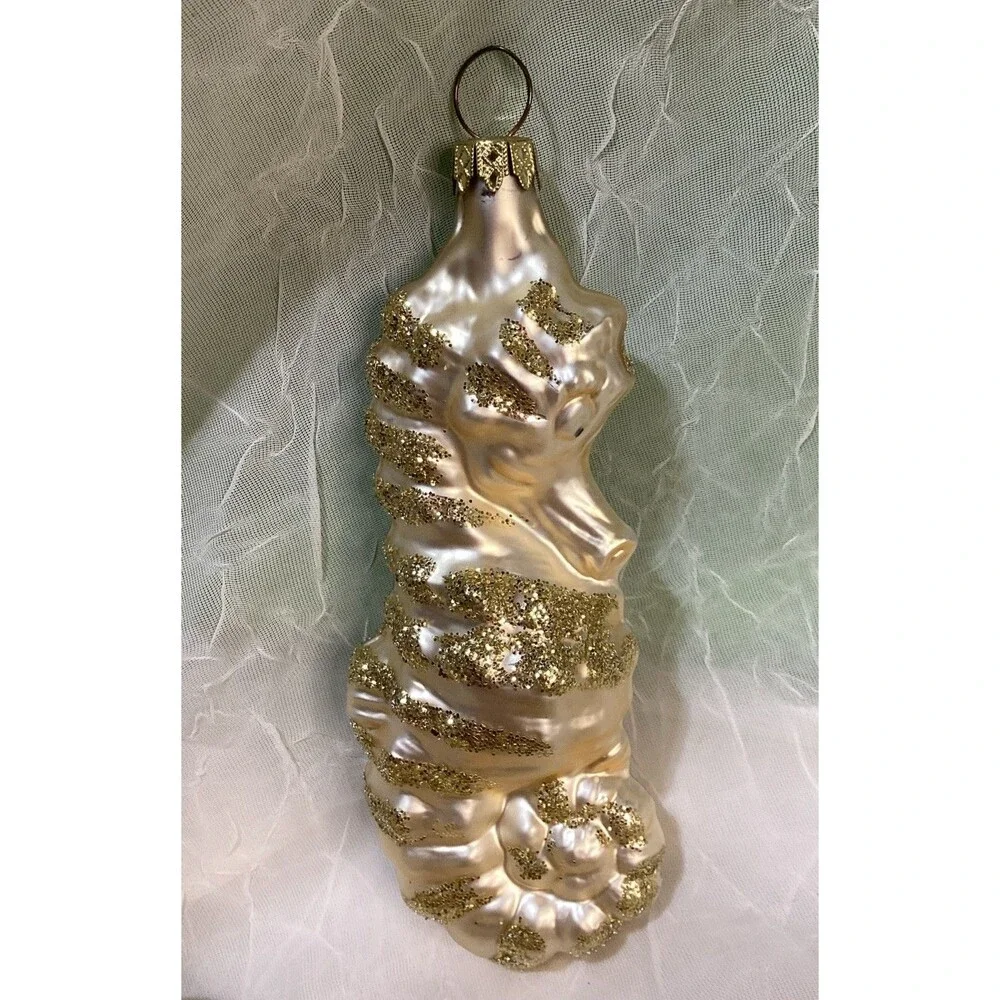 Neiman Marcus Hand Blown Glass Seashell & Seahorse Ornament Set Of Four Vintage